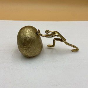 Vintage Ted Arnold Book End Sisyphus Man Pushing Rock Paperweight